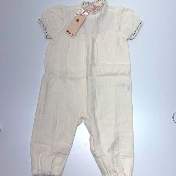 Pastel yoke romper with ruffle neck and bow kids girls sz 18 months New - Picture 1 of 8